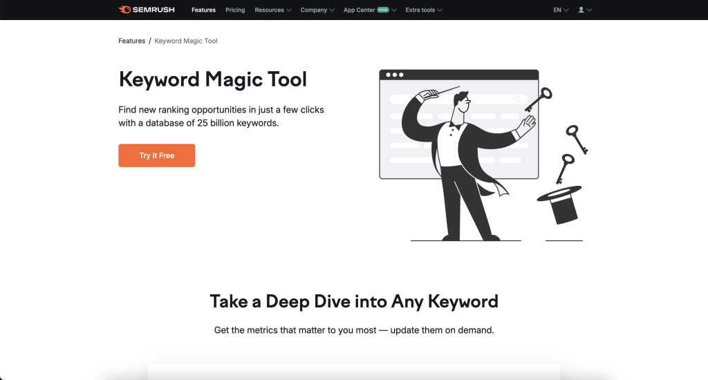 SEMrush Keyword Magic Tool